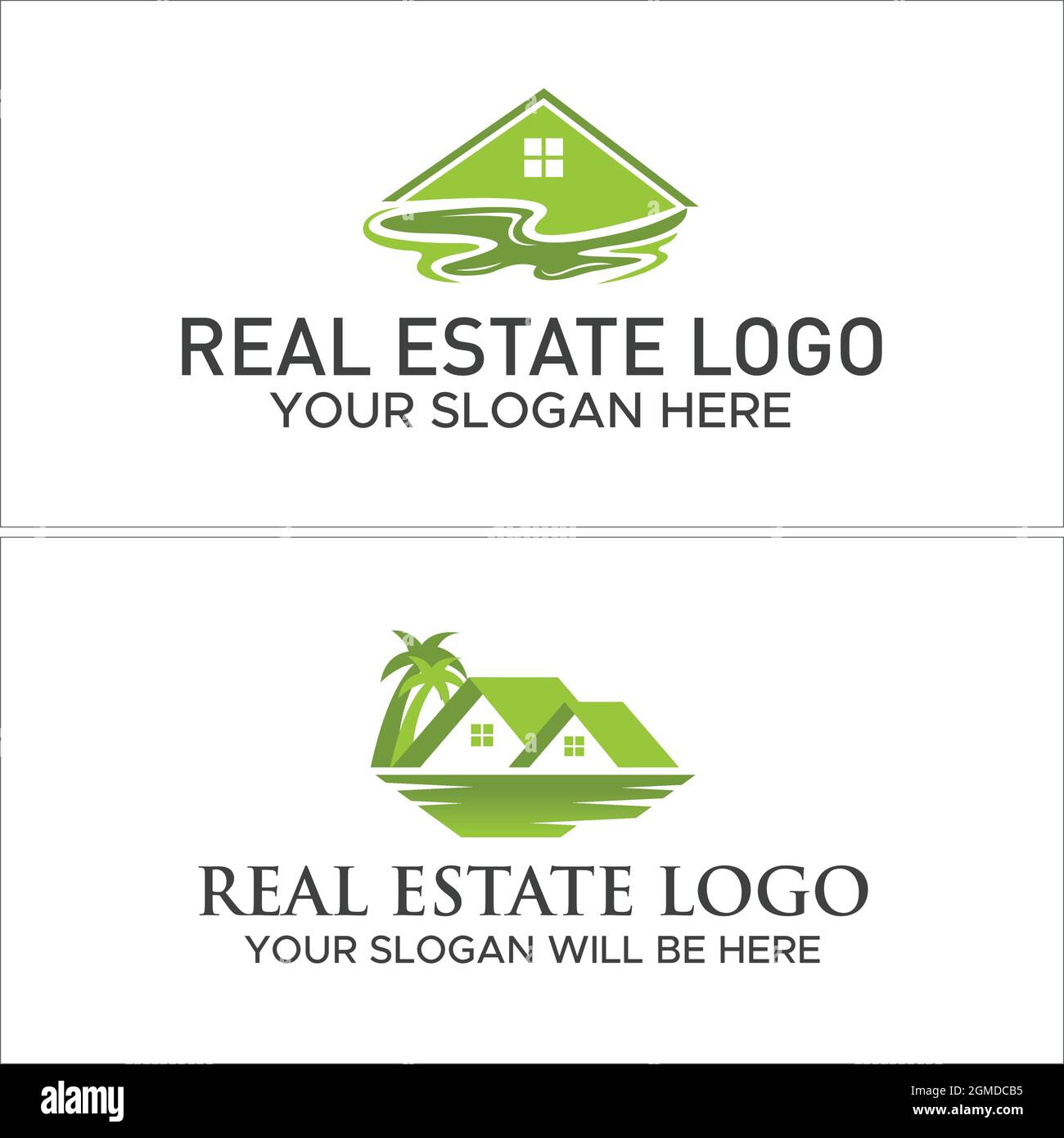Immobilier maison écologique logo design Illustration de Vecteur