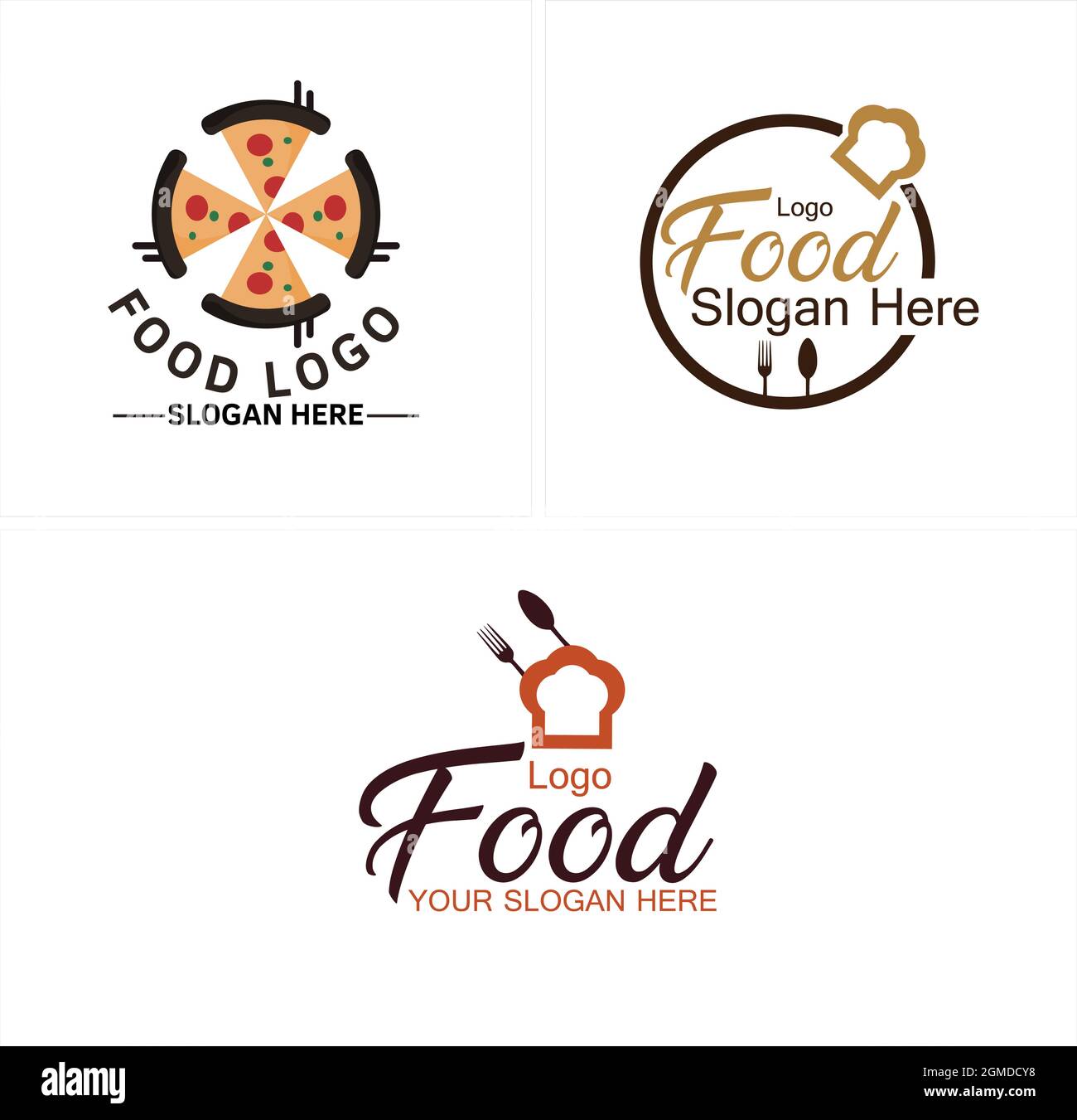Pizza chef cuisine café restaurant logo Illustration de Vecteur