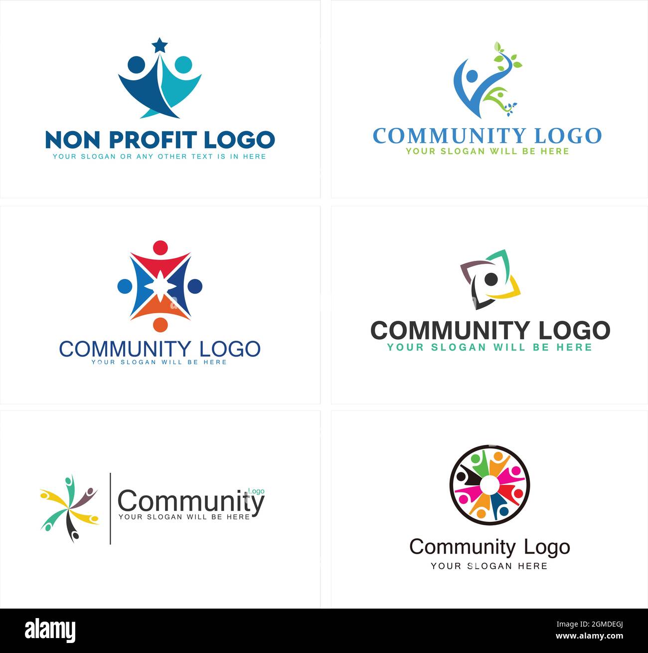Communauté gens coloré non profit logo design Illustration de Vecteur