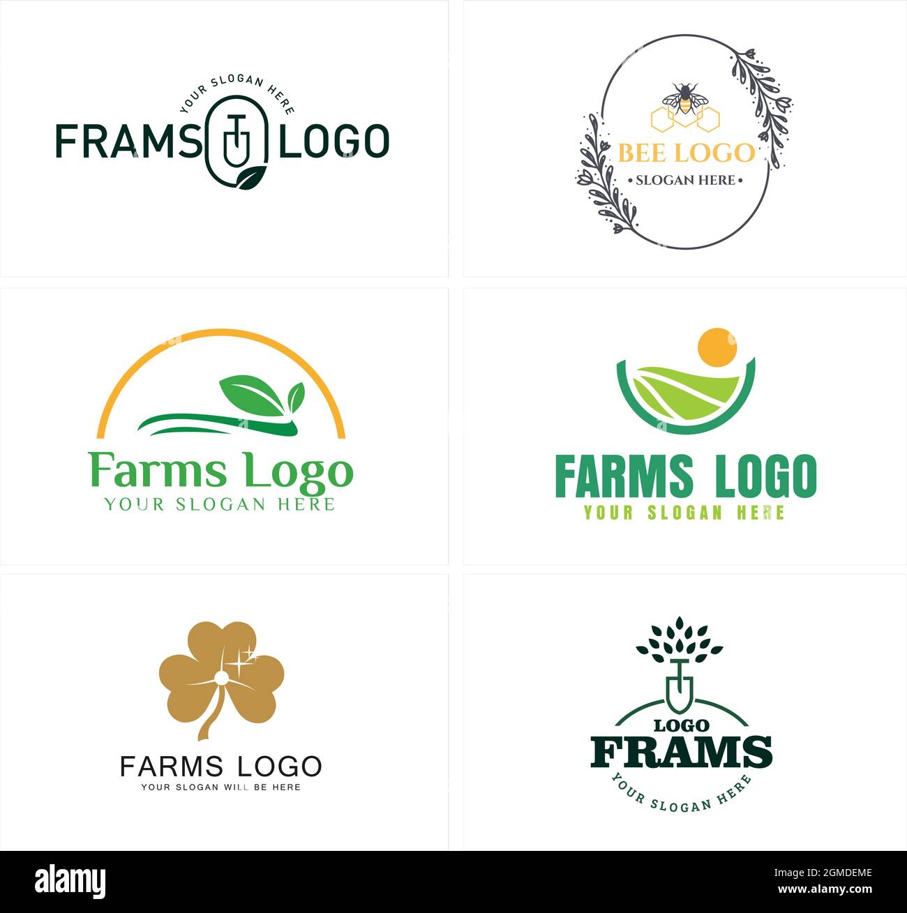 Design du logo de la ferme d'abeilles de terrain agricole Illustration de Vecteur