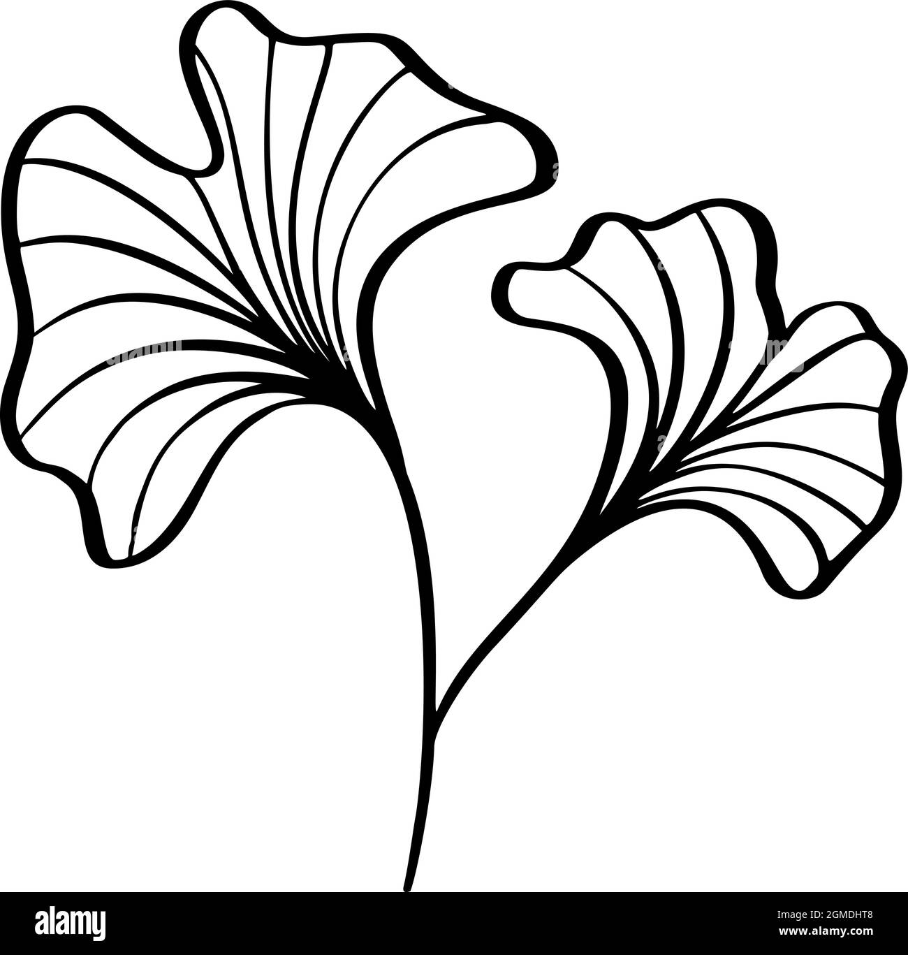 Dessin à la main de feuille de Ginkgo vintage clip art ligne isolé sur fond blanc. Élément de conception scandinave vectoriel pour votre texte d'histoire Illustration de Vecteur