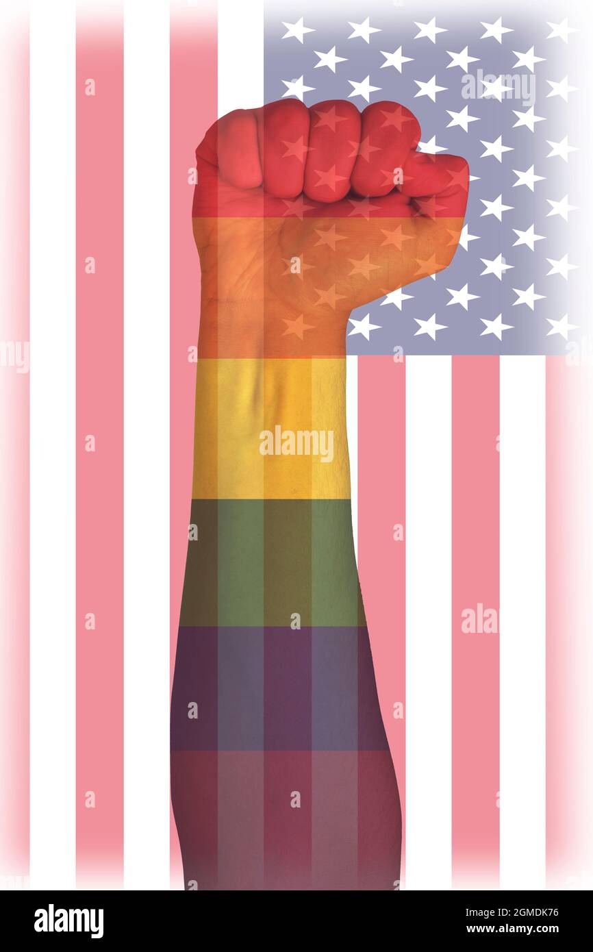 Drapeau de la main LGBT aux États-Unis Banque D'Images