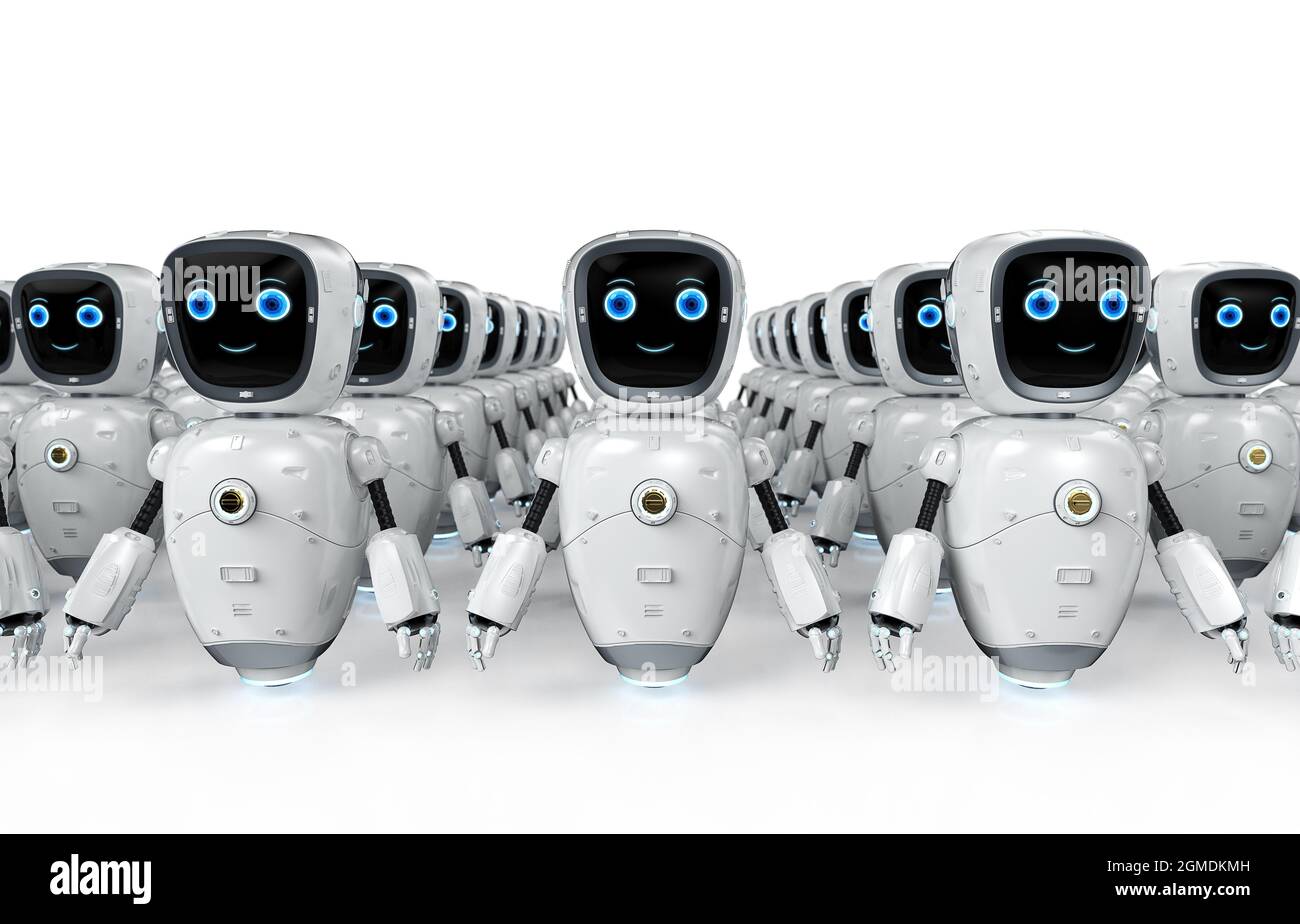 groupe de rendu 3d d'automatisation ou d'assistants robots Banque D'Images