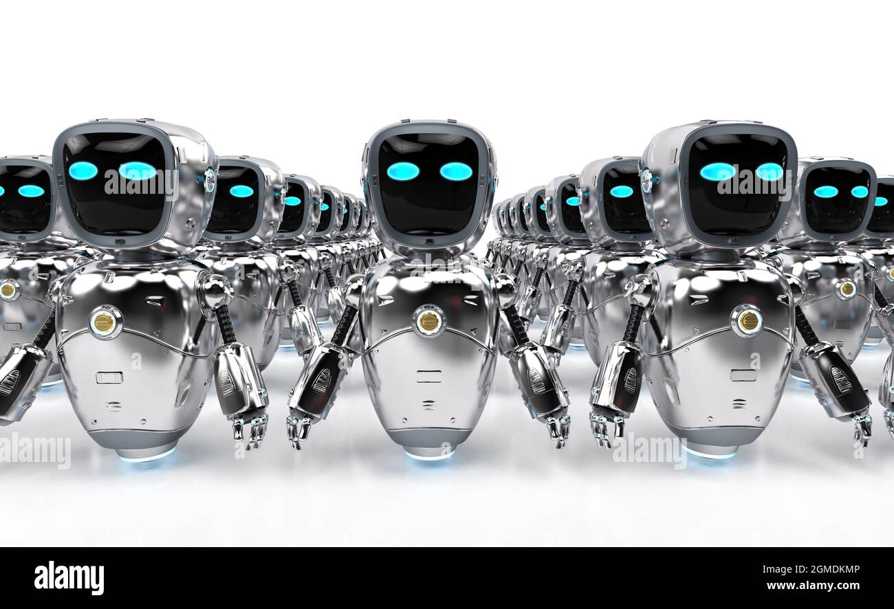 groupe de rendu 3d d'automatisation ou d'assistants robots Banque D'Images