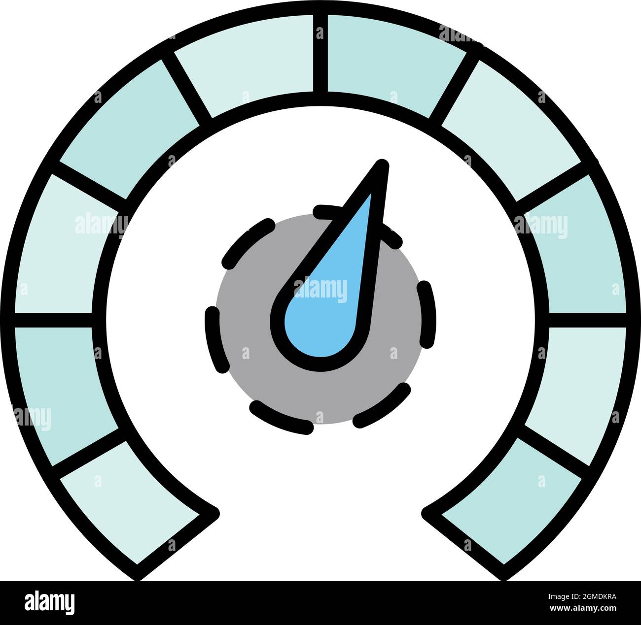 Icône de compte-tours de voiture. Contour tachymètre car vecteur icône couleur isolé à plat Illustration de Vecteur