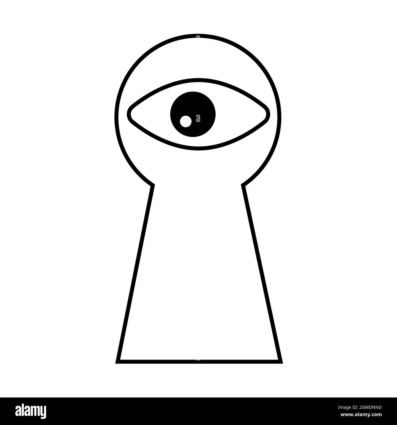 Trou de serrure avec un œil, concept icône de surveillance de la peepin Illustration de Vecteur