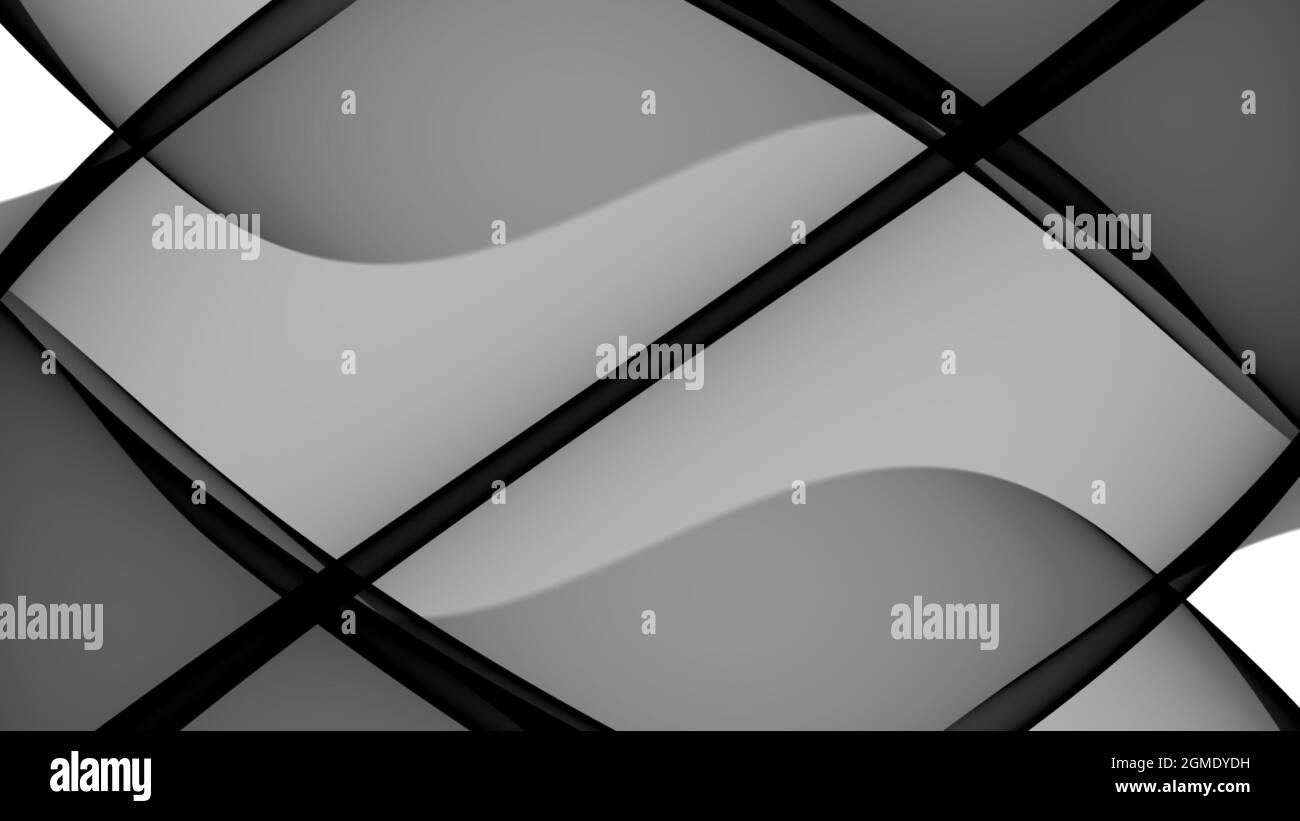 Arrière-plan abstrait 4k monochrome blanc gris clair noir foncé motif vagues et lignes Banque D'Images