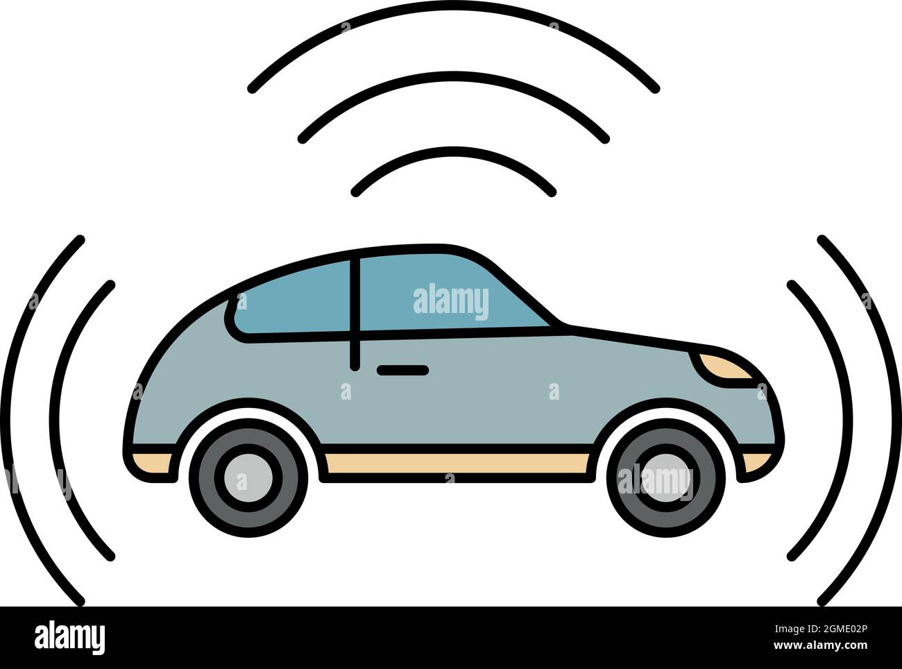 Icône de voiture sans conducteur. Contour voiture sans conducteur icône vecteur couleur plat isolé Illustration de Vecteur