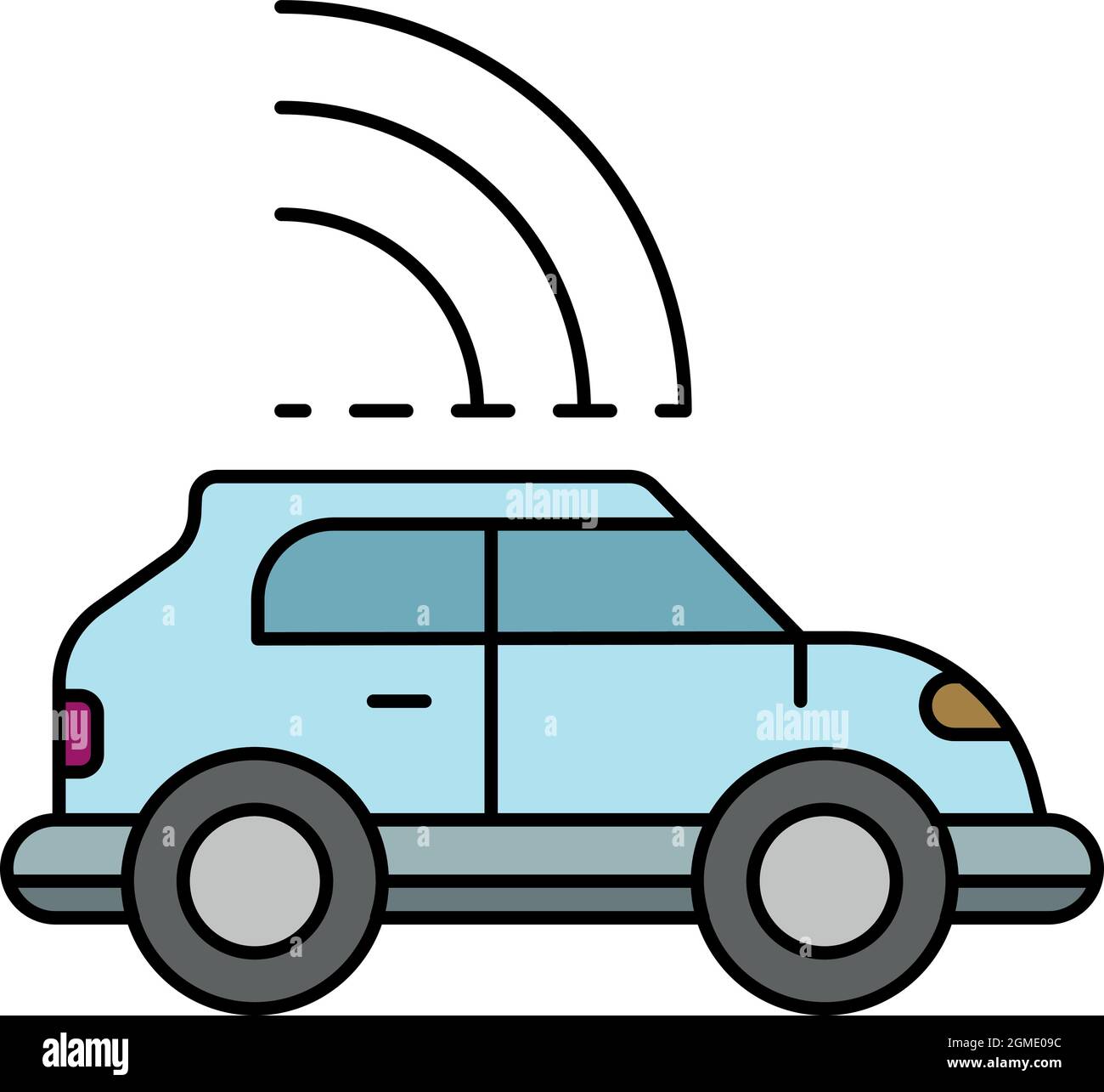 Icône de sécurité sans conducteur. Contour de sécurité voiture sans conducteur icône de vecteur couleur plat isolé Illustration de Vecteur