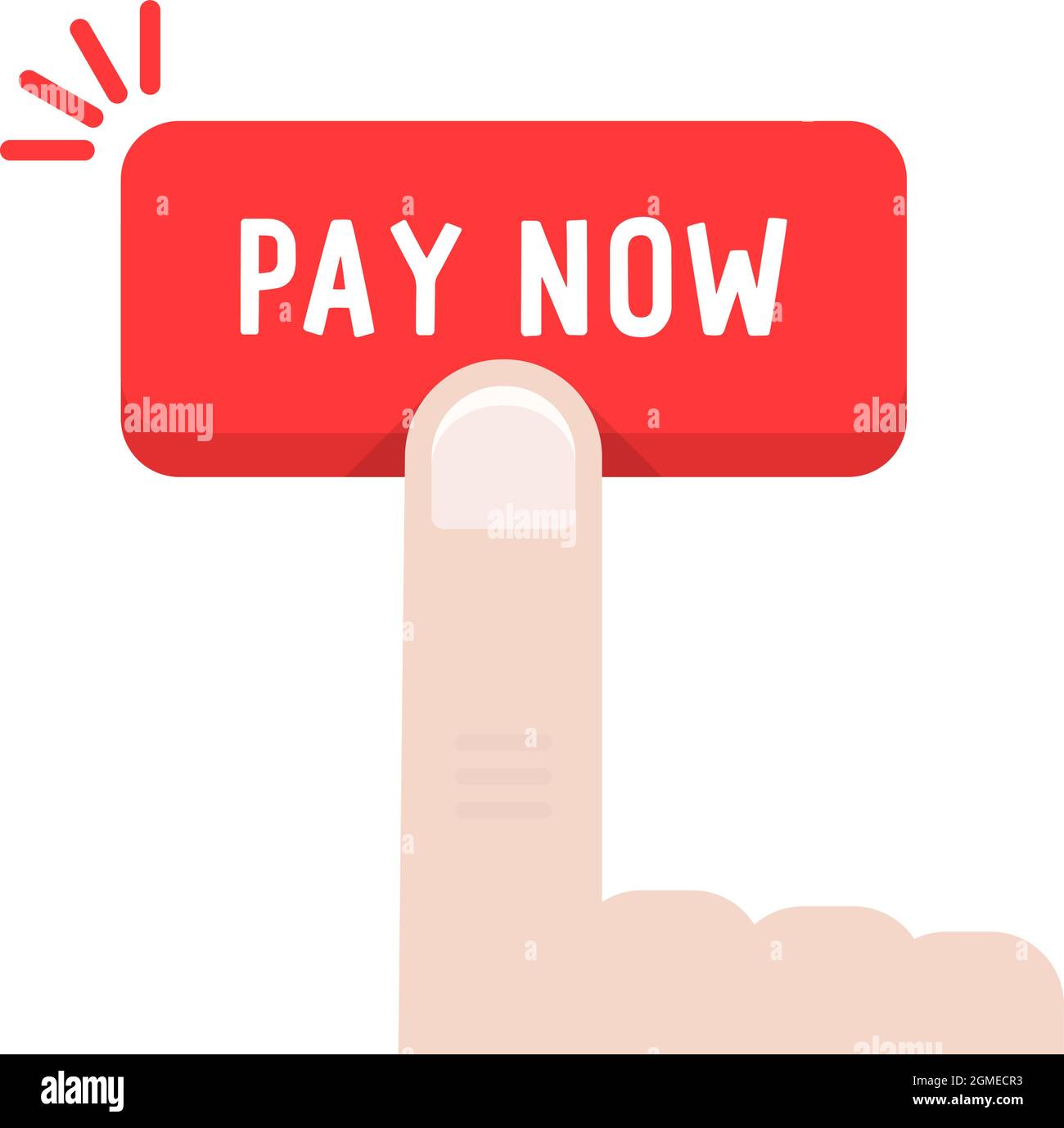 appuyez à la main sur le bouton red pay now Illustration de Vecteur