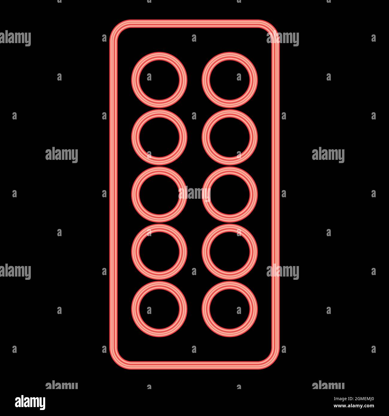 Neon Pills en blister rouge couleur vecteur illustration plate style lumière image Illustration de Vecteur