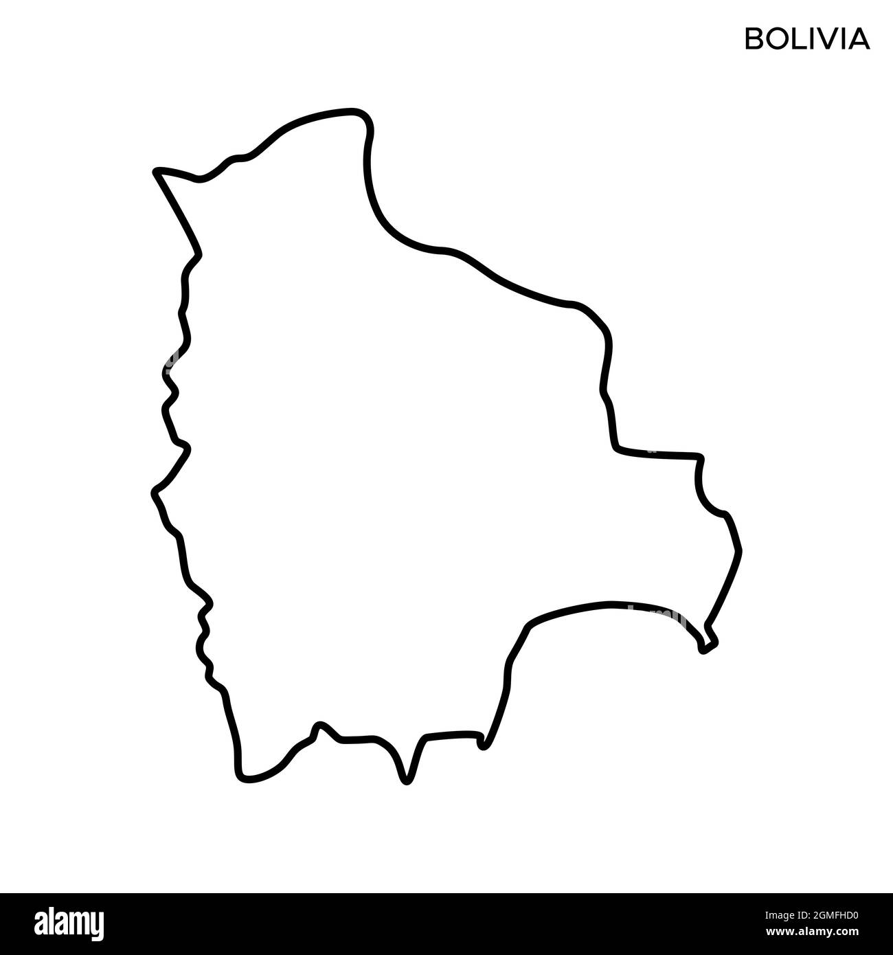 Carte linéaire du modèle de dessin d'illustration de vecteur Bolivie. Contour modifiable. Vecteur eps 10. Illustration de Vecteur