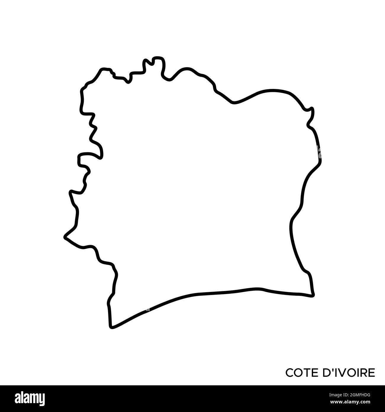 Plan linéaire du modèle de dessin d'illustrations vectorielles de la Côte d'Ivoire. Contour modifiable. Vecteur eps 10. Illustration de Vecteur