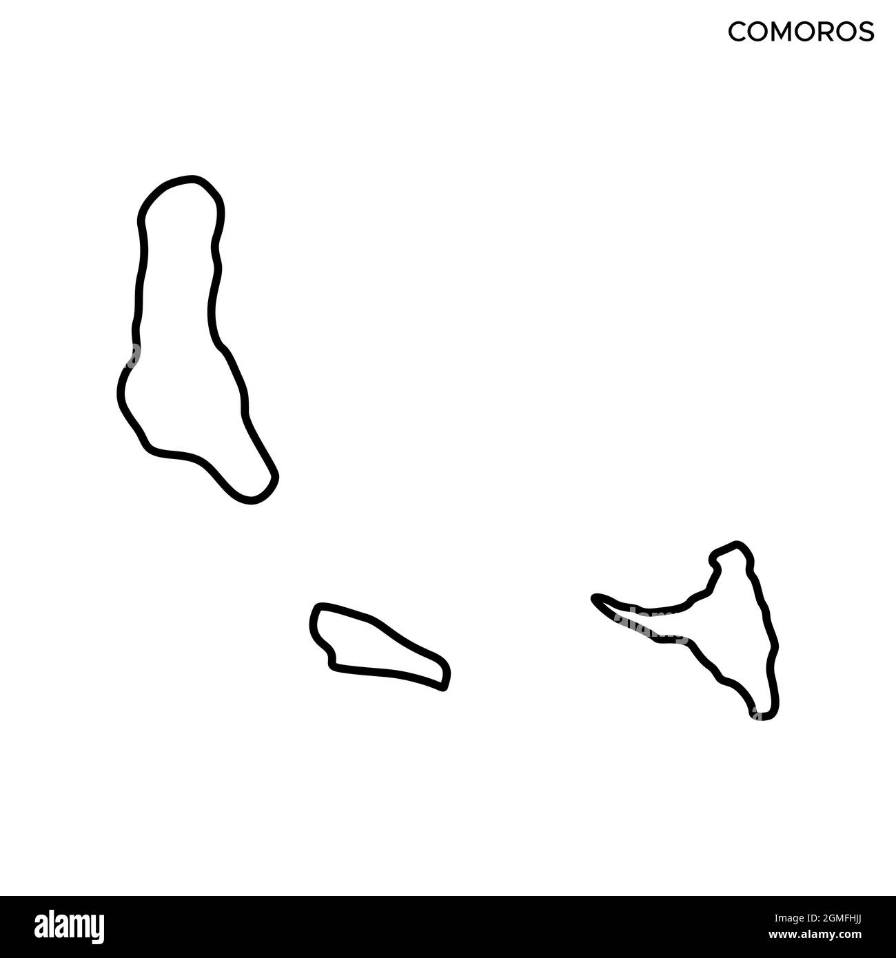 Carte linéaire du modèle de dessin d'illustration de vecteur des Comores. Contour modifiable. Vecteur eps 10. Illustration de Vecteur