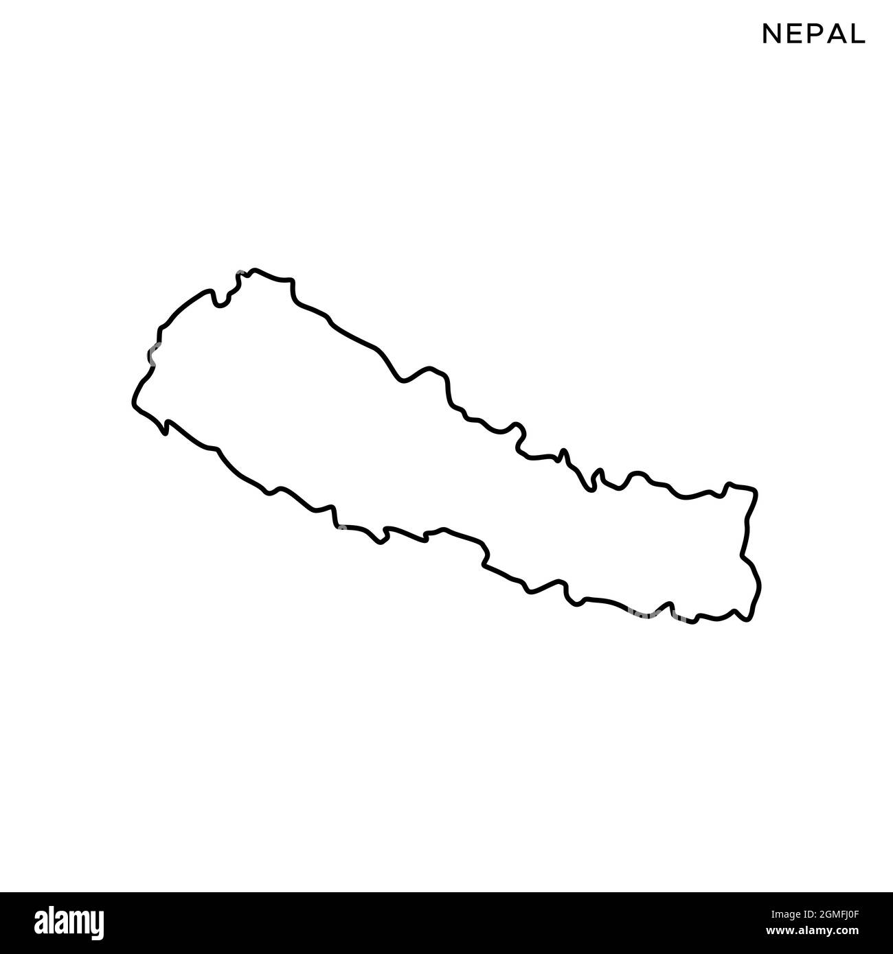 Carte linéaire du modèle de dessin d'illustration de stock vectoriel du Népal. Contour modifiable. Vecteur eps 10. Illustration de Vecteur