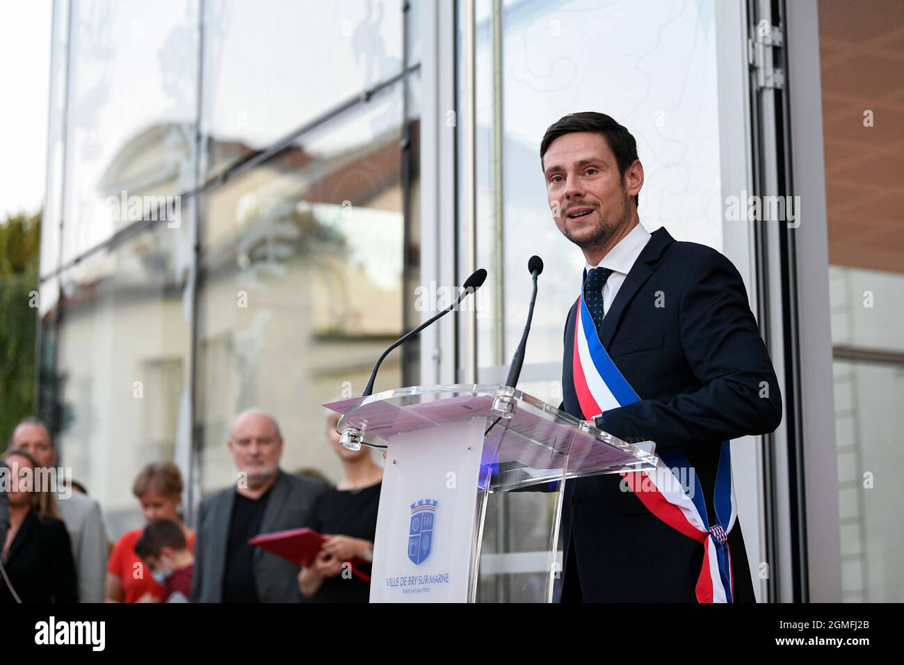 Charles Aslangul, maire de Bry-sur-Marne lors de l'inauguration d'un nouveau théâtre (ou théâtre) à Bry-sur-Marne, Val-de-Marne, Ile-de-France, près de Paris, France, Le 17 septembre 2021. Photo de Victor Joly/ABACAPRESS.COM Banque D'Images