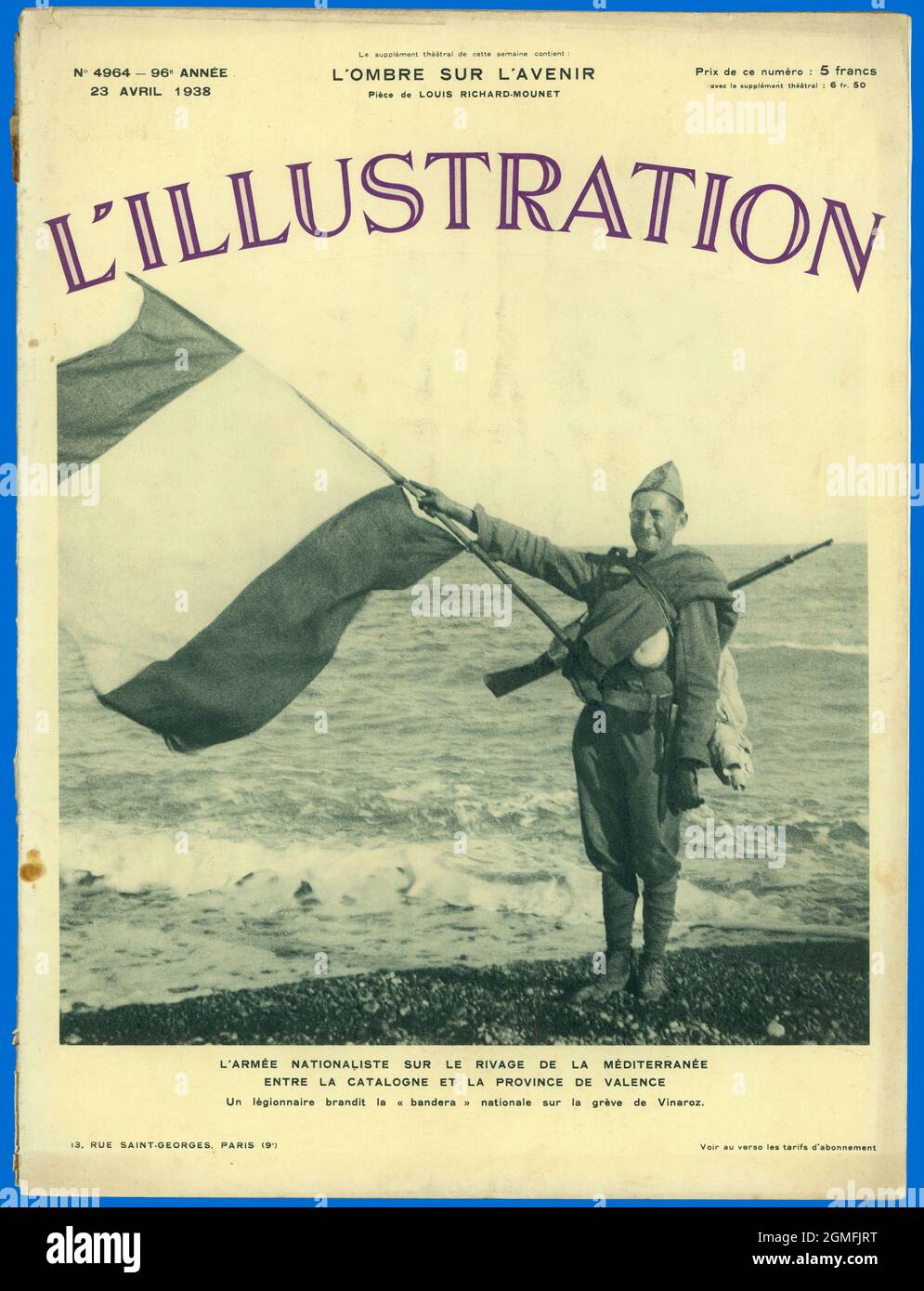Espagne. Portada de la revista l'Illustration, editada en París, abril de 1938. Banque D'Images