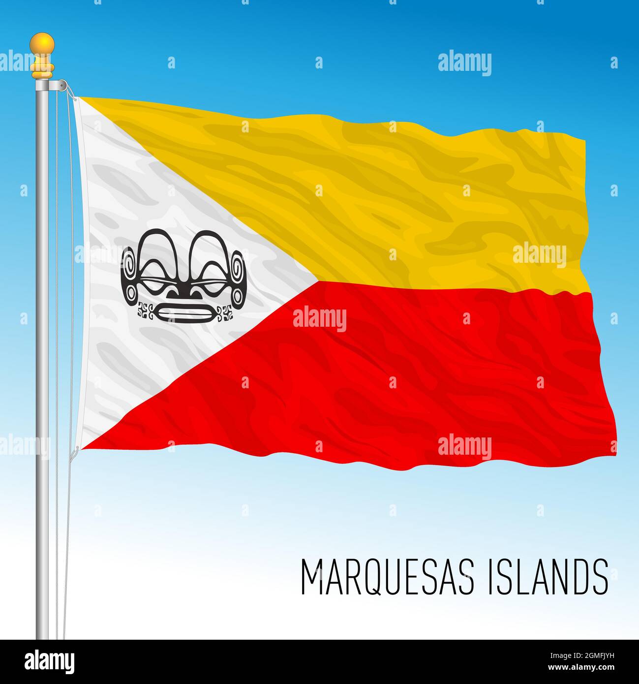 Drapeau national officiel des îles Marquises, Fédération de Micronésie, Océanie, illustration vectorielle Illustration de Vecteur