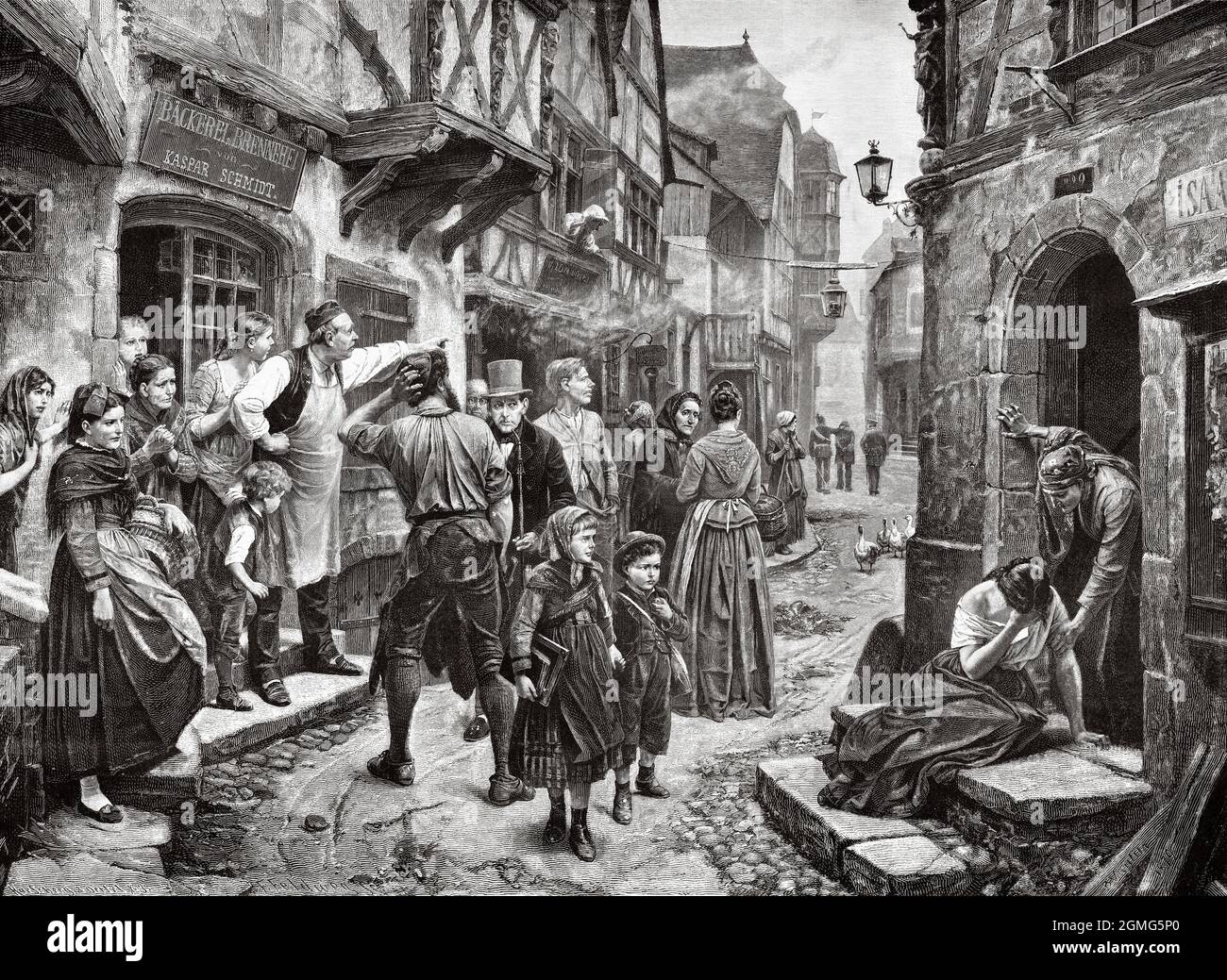 Qui le mal va le mal, la peinture de Marc Louis Benjamin Vautier (1829-1898) était un peintre et illustrateur de genre suisse. Ancienne illustration gravée du XIXe siècle de la Ilustración Artística 1882 Banque D'Images Qui le mal va le mal, la peinture de Marc Louis Benjamin Vautier (1829-1898) était un peintre et illustrateur de genre suisse. Ancienne illustration gravée du XIXe siècle de la Ilustración Artística 1882 Banque D'Images