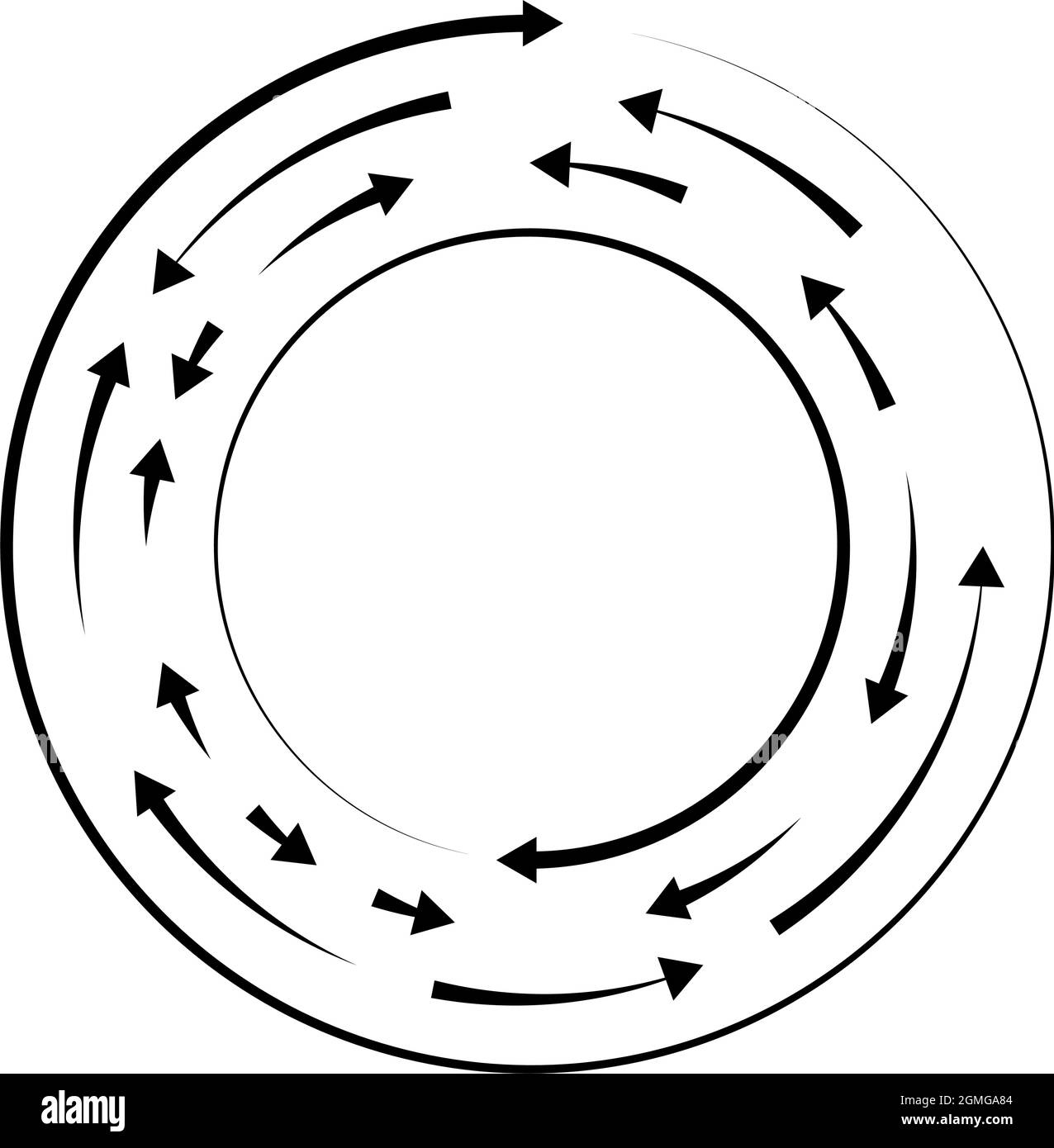 Circulaire, flèches de cercle en sens inverse, dans la direction opposée - illustration vectorielle de stock, graphiques clip-art Illustration de Vecteur