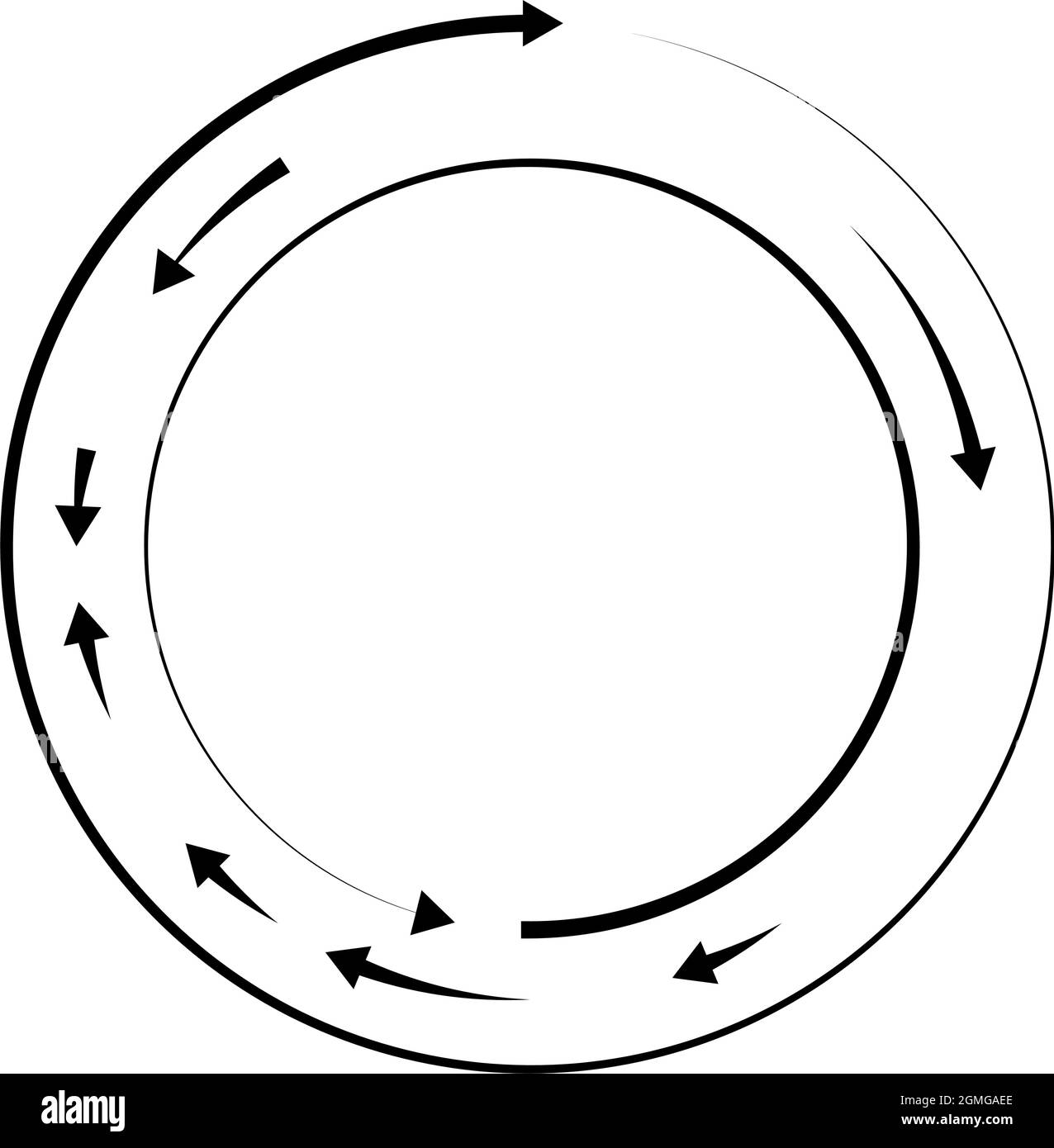 Circulaire, flèches de cercle en sens inverse, dans la direction opposée - illustration vectorielle de stock, graphiques clip-art Illustration de Vecteur