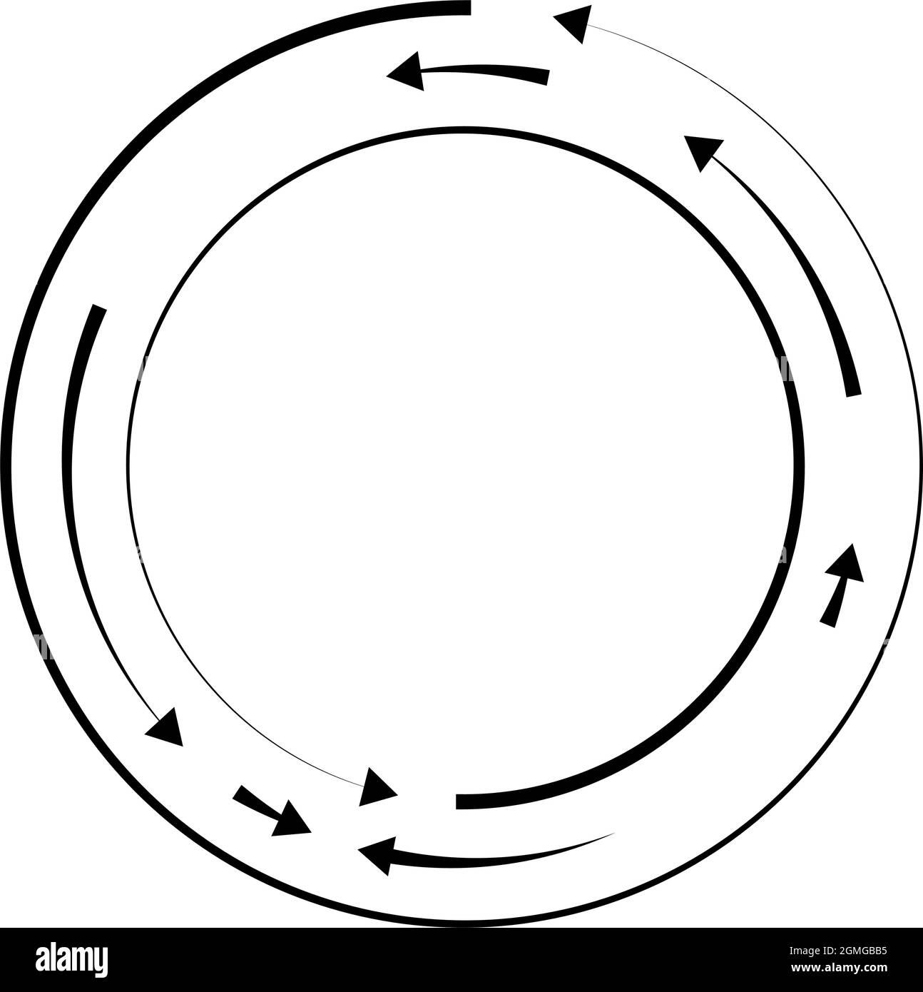 Circulaire, flèches de cercle en sens inverse, dans la direction opposée - illustration vectorielle de stock, graphiques clip-art Illustration de Vecteur