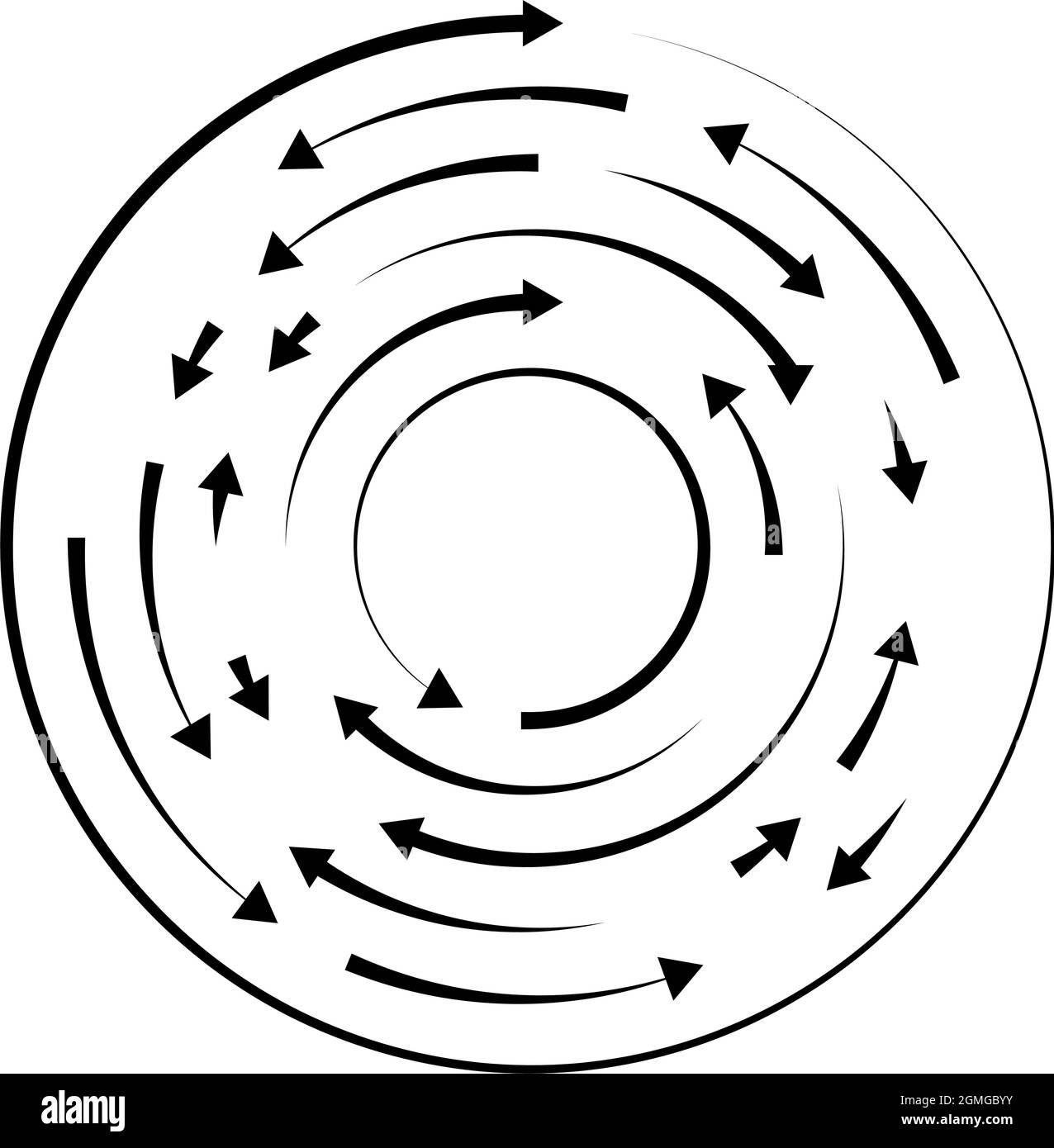 Circulaire, flèches de cercle en sens inverse, dans la direction opposée - illustration vectorielle de stock, graphiques clip-art Illustration de Vecteur