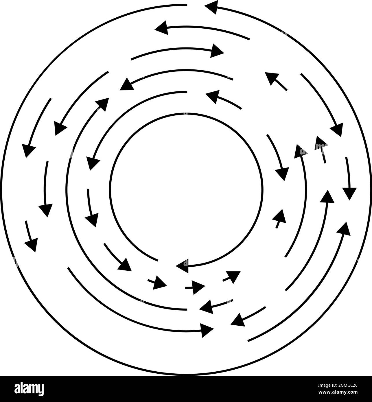 Circulaire, flèches de cercle en sens inverse, dans la direction opposée - illustration vectorielle de stock, graphiques clip-art Illustration de Vecteur