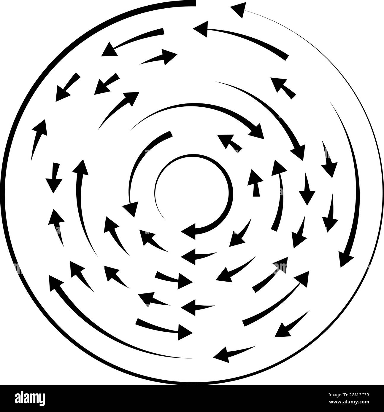 Circulaire, flèches de cercle en sens inverse, dans la direction opposée - illustration vectorielle de stock, graphiques clip-art Illustration de Vecteur