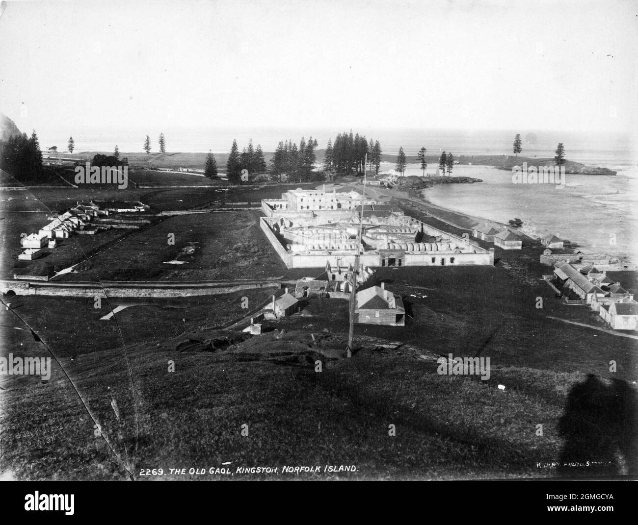 1885 photo montrant l'ancienne prison, Kingston, île Norfolk Banque D'Images