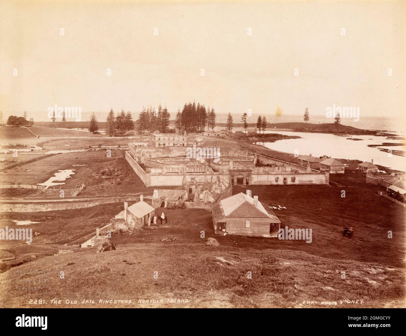 1885 photo montrant l'ancienne prison, Kingston, île Norfolk Banque D'Images