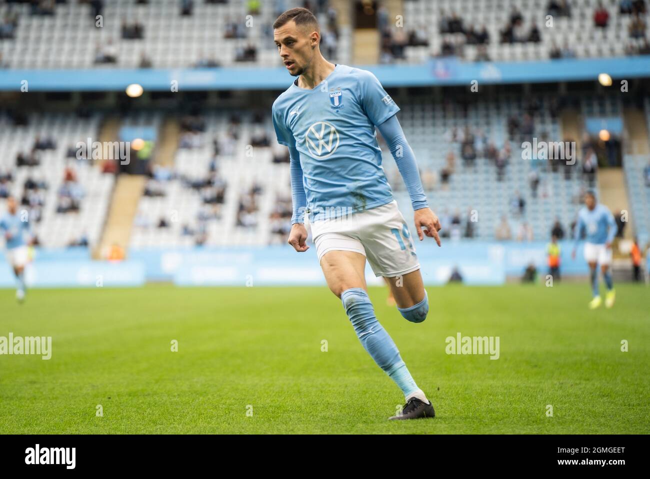 Malmoe, Suède. 18 septembre 2021. Veljko Birmancevic (19) de Malmoe FF vu pendant le match Allsvenskan entre Malmoe FF et Djurgaarden à Eleda Stadion à Malmoe. (Crédit photo : Gonzales photo/Alamy Live News Banque D'Images