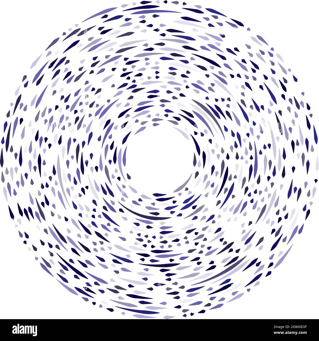 Cercles circulaires et concentriques segmentés colorés. Radiales, radiantes. Forme abstraite de cercle géométrique, élément de conception. Tourbillon, tourbillon, spirale et wh Illustration de Vecteur