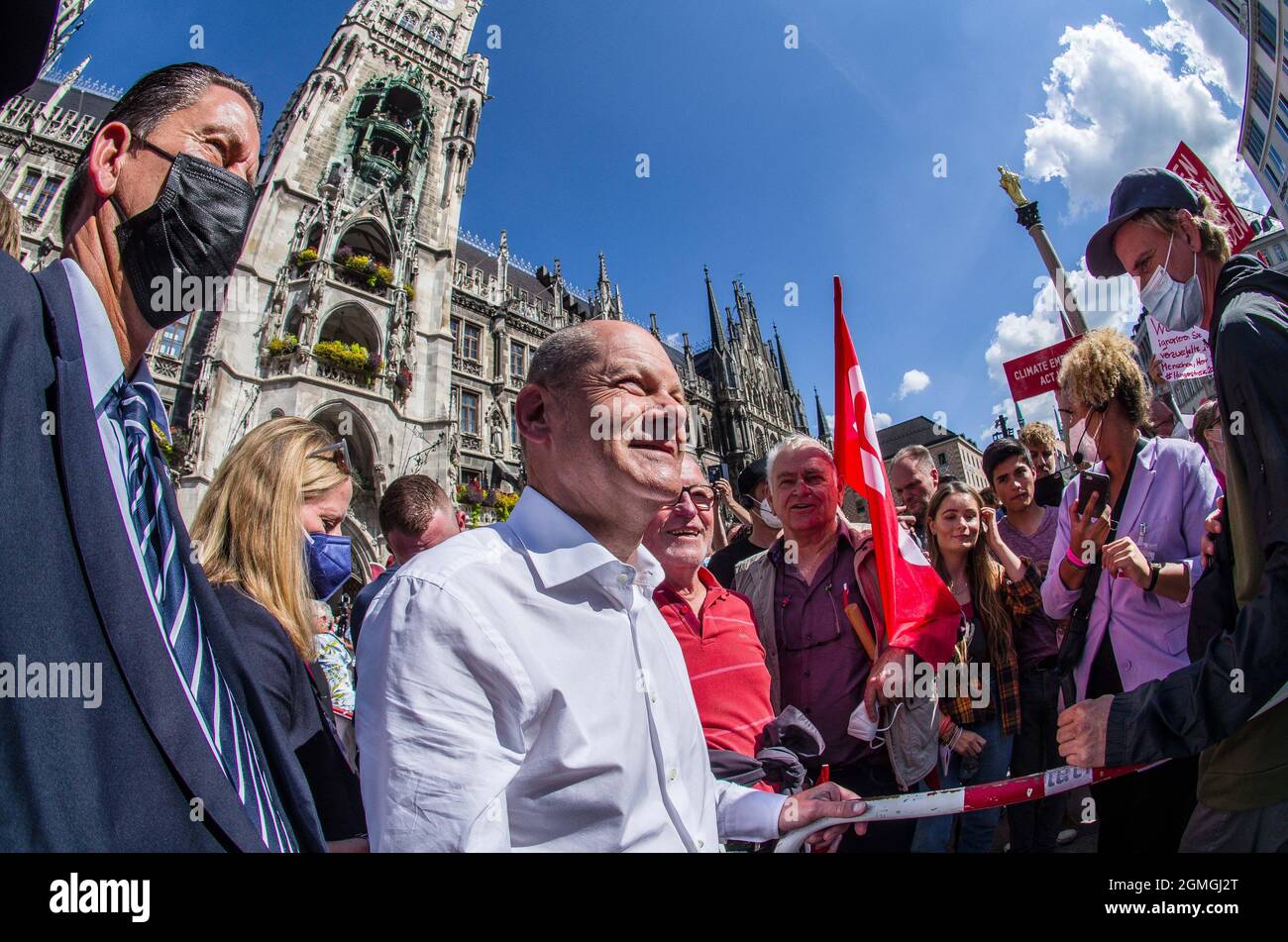 Munich, Bavière, Allemagne. 18 septembre 2021. OLAF SCHOLZ, le candidat du SPD à la place d'Angela Merkel en tant que chancelière allemande. (Image de crédit: © Sachelle Babbar/ZUMA Press Wire) Banque D'Images