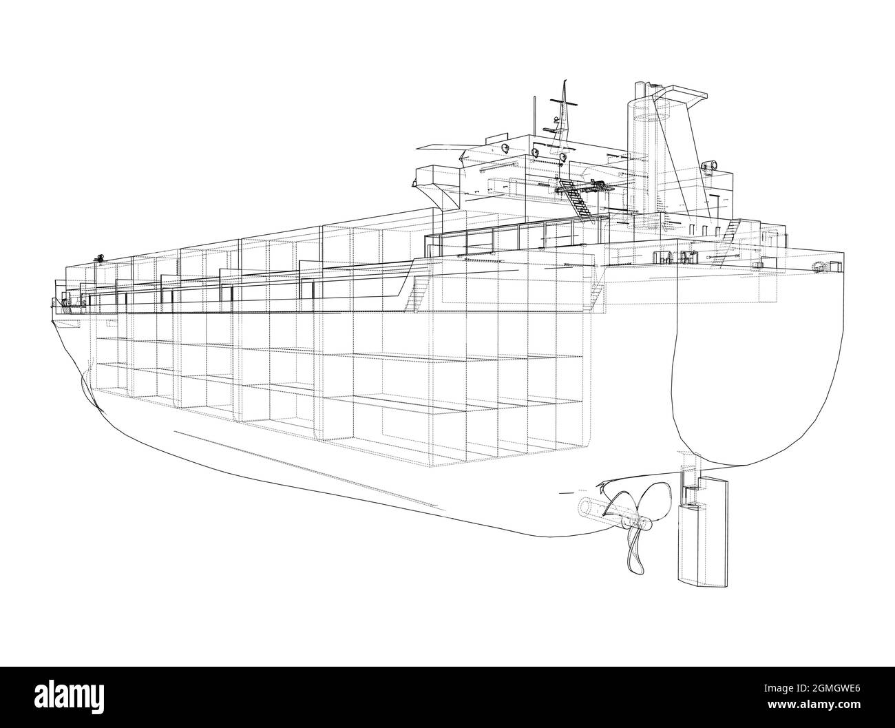 D'un cargo avec des conteneurs. Vector Illustration de Vecteur