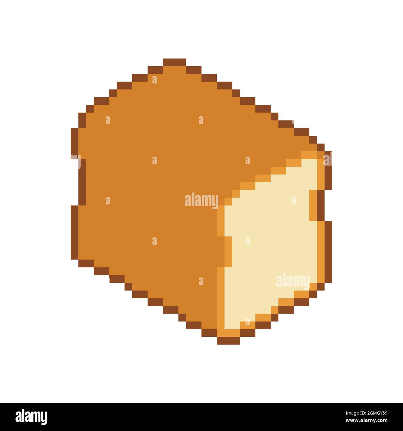Tranche de pain pixel art. Pixelated Food rooty. illustration vectorielle 8 bits Illustration de Vecteur