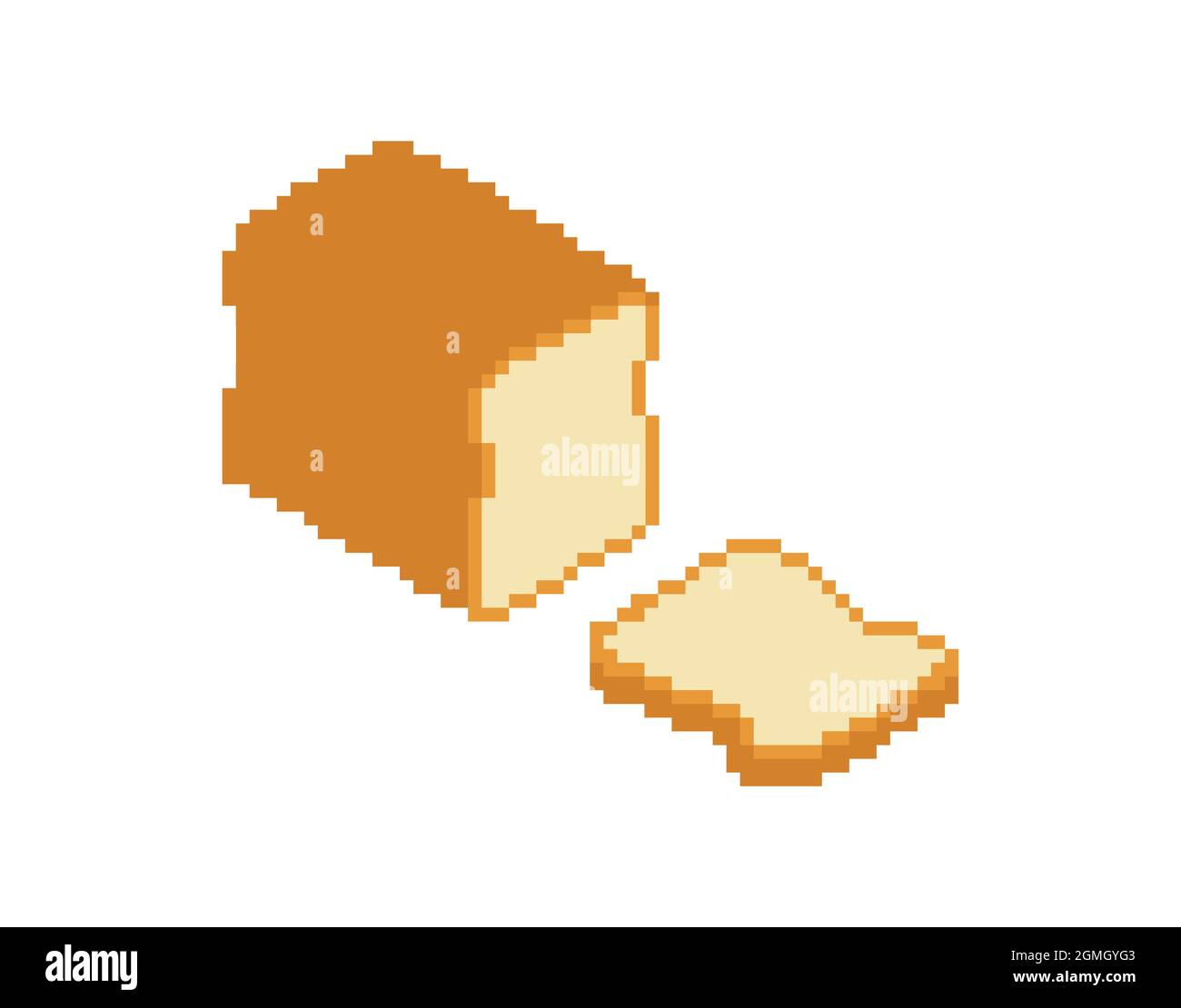 Tranche de pain pixel art. Pixelated Food rooty. illustration vectorielle 8 bits Illustration de Vecteur