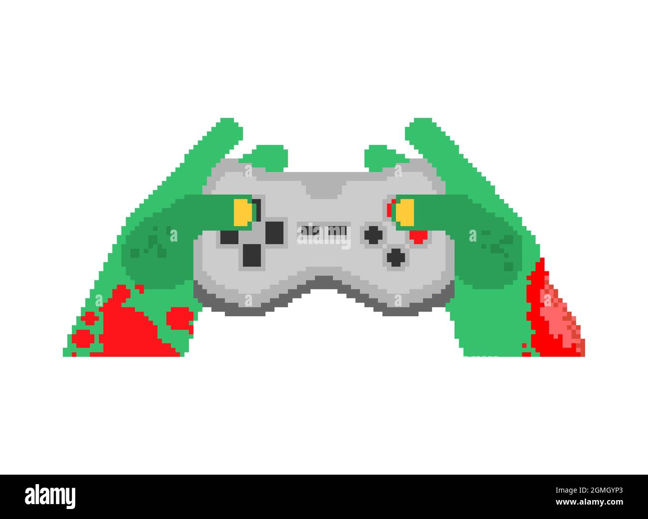 Zombie mains et joystick pixel art. 8 bit Zombie joue sur manette. Illustration de Vecteur