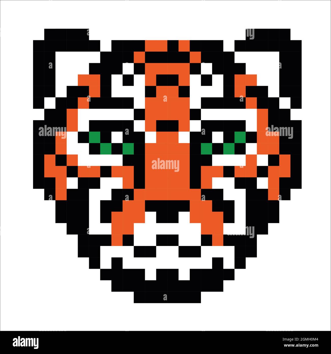 Pixel Art Tigre Blanc Facile tiger face Pixel Art isolé sur fond blanc. Bit Icon illustration de la  conception de pixels. Illustration pixel Photo Stock - Alamy