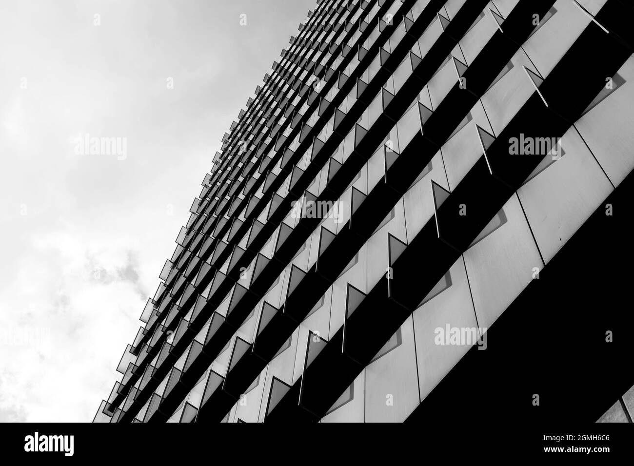 détail de la façade moderne en noir et blanc Banque D'Images