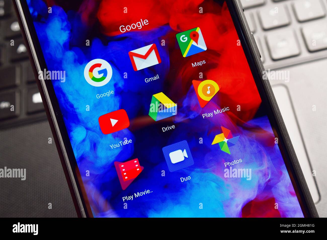 New Delhi, Inde - 22 décembre 2019 : toutes les applications Google sur smartphone Banque D'Images