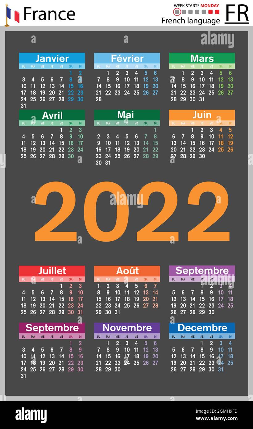 Calendrier français 2022 Banque d'images vectorielles - Alamy