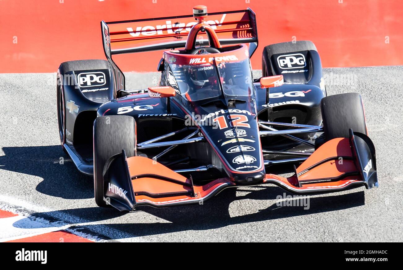 Septembre 18 2021 Monterey, CA, États-Unis Driver Wwill Power va entrer dans le tire-bouchon pendant le Grand Prix de NTT Firestone de Monterey qualifiant au circuit WeatherTech Laguna Seca Monterey, CA Thurman James/CSM Banque D'Images