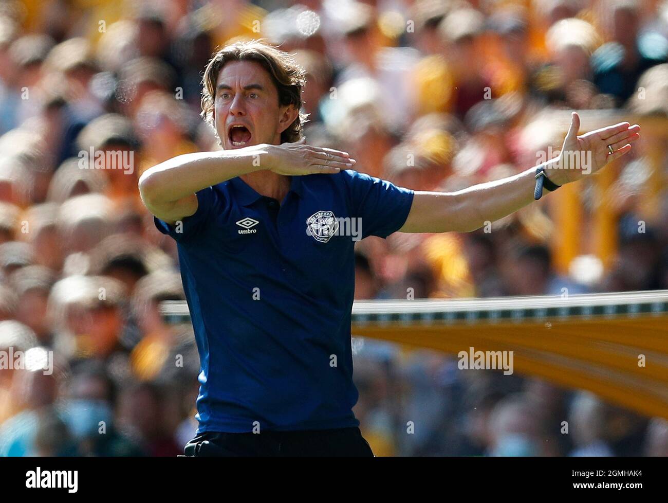 Wolverhampton, Angleterre, 18 septembre 2021. Thomas Frank directeur de Brentford pendant le match de la Premier League à Molineux, Wolverhampton. Le crédit photo doit être lu : Darren Staples / Sportimage Banque D'Images