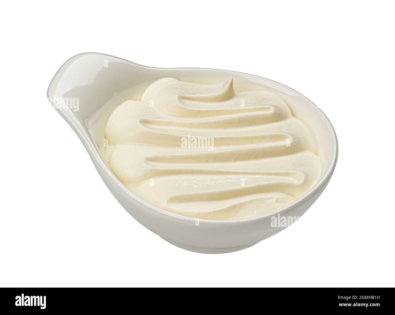 Crème sure isolée sur fond blanc, vue de dessus Banque D'Images