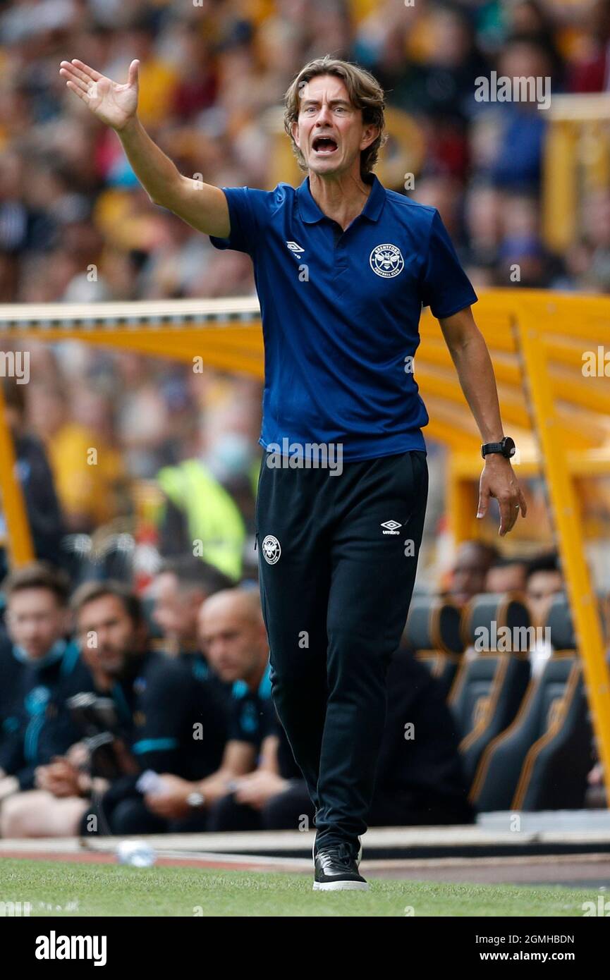 Wolverhampton, Angleterre, 18 septembre 2021. Thomas Frank directeur de Brentford pendant le match de la Premier League à Molineux, Wolverhampton. Le crédit photo doit être lu : Darren Staples / Sportimage Banque D'Images