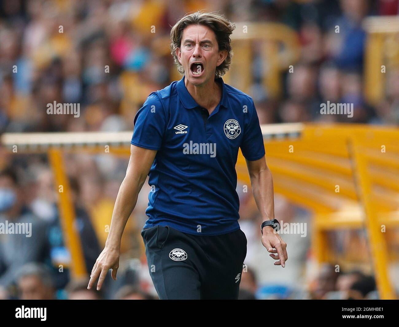 Wolverhampton, Angleterre, 18 septembre 2021. Thomas Frank directeur de Brentford pendant le match de la Premier League à Molineux, Wolverhampton. Le crédit photo doit être lu : Darren Staples / Sportimage Banque D'Images