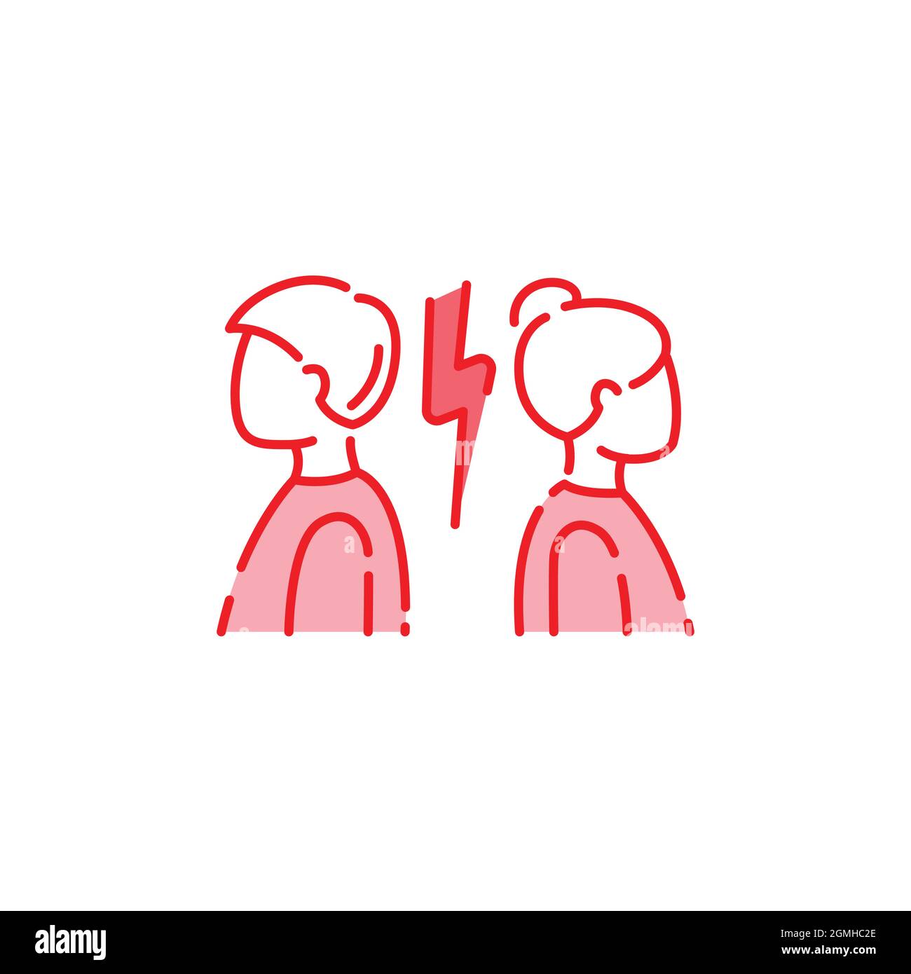 Icône de ligne de couleur de divorce. Désaccord, problèmes de relation concept. Inscrivez-vous pour accéder à la page Web, à l'application mobile, au bouton et au logo. Contour modifiable Illustration de Vecteur