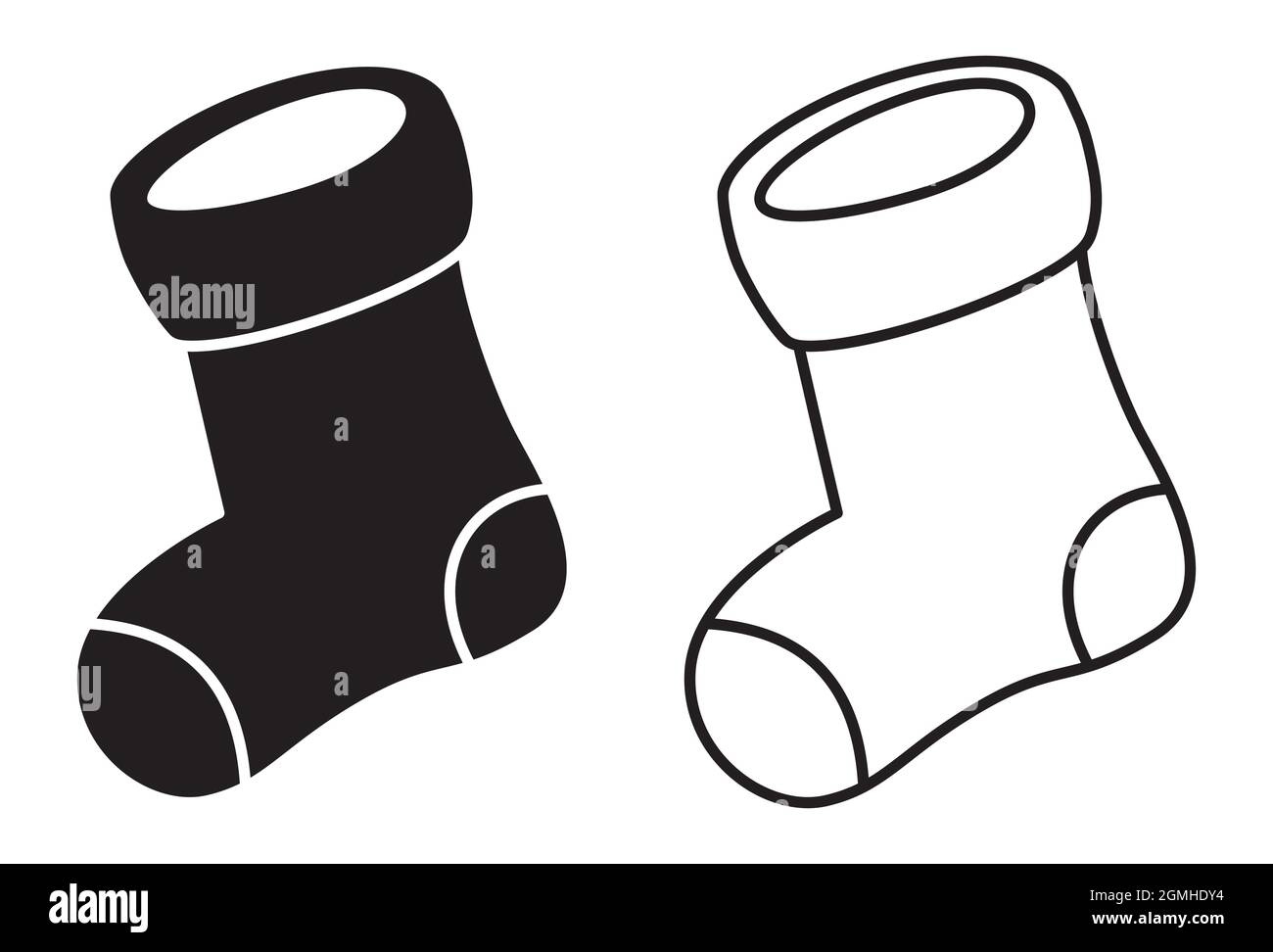 Icône chaussette de Noël. Chaussettes de noël noires. Illustration vectorielle. Icône chaussettes isolée Illustration de Vecteur