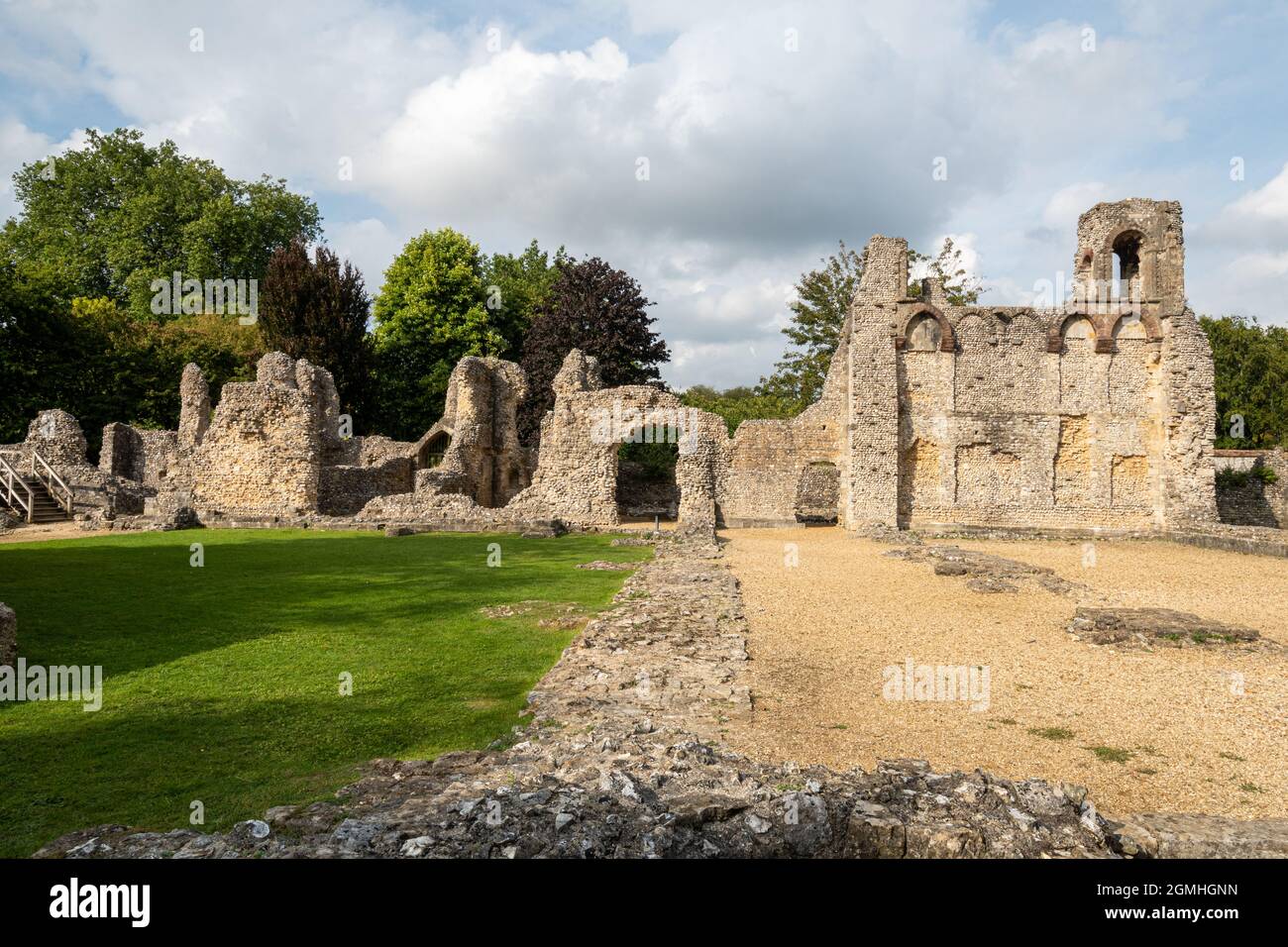 Les ruines du château de Wolvesey, le vieux palais de l'évêque datant du XIIe siècle à Winchester, Hampshire, Royaume-Uni Banque D'Images